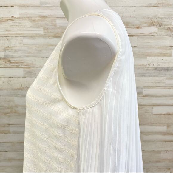 Ipekyol Sleeveless Striped Top Womens Size XS White Cream Chiffon Pleated Back - Picture 6 of 11